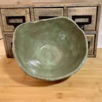 Grey Stone Bowl with Green Glaze thumbnail