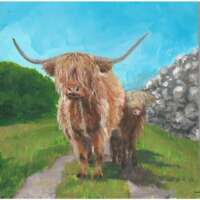 Highland Cow and Calf Painting thumbnail