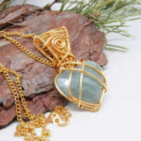 Aquamarine Gold Gilt Necklace thumbnail