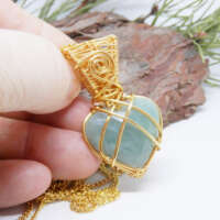 Aquamarine Gold Gilt Necklace thumbnail