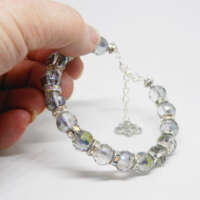Microfaceted Glass Bead Memory Wire Bracelet thumbnail