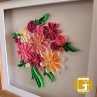 Quilled "Mixed Pink Bouquet" Box Frame thumbnail