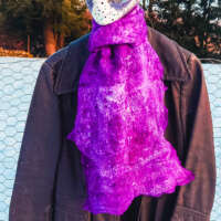 Purple and White Wool and Silk Cobweb Scarf thumbnail