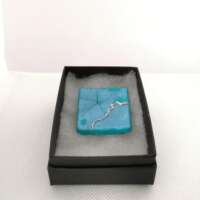 Square Turquoise Clay Brooch thumbnail