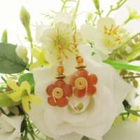 Orange Agate Flower Earrings thumbnail