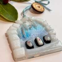 Fused Glass Penguin Igloo Decoration thumbnail