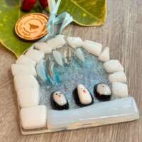 Fused Glass Penguin Igloo Decoration thumbnail