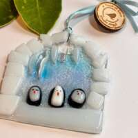Fused Glass Penguin Igloo Decoration thumbnail
