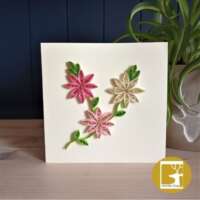 Quilled "Pink Blooms" Greeting Card thumbnail