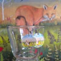 Fox and Swallows Disc Earrings thumbnail