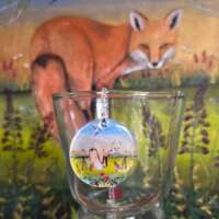 Fox and Swallows Disc Pendant thumbnail