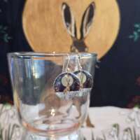 Hare and Snowdrops Dinky Drop Disc Earrings thumbnail