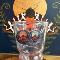 Dark Teal Garden Tiger Moth Disc Earrings thumbnail