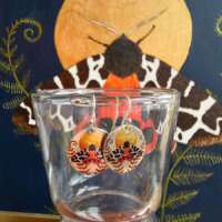 Rose Gold Garden Tiger Moth Dinky Drop Disc Earrings thumbnail