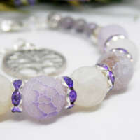 Purple and Ice White Dragon's Vein Agate Memory Wire Bracelet thumbnail