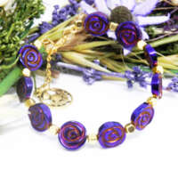 Gold Plated Mackintosh Rose Memory Wire Bracelet thumbnail