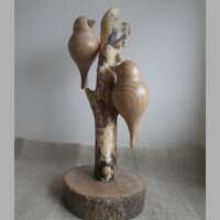 Elm Wood Double Bird Sculpture thumbnail