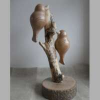 Elm Wood Double Bird Sculpture thumbnail