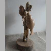 Elm Wood Double Bird Sculpture thumbnail