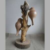 Elm Wood Double Bird Sculpture thumbnail