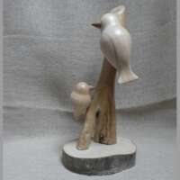 Lime Wood Double Bird Sculpture thumbnail