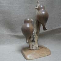 Walnut Wood Double Bird Sculpture thumbnail