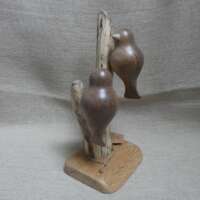 Walnut Wood Double Bird Sculpture thumbnail