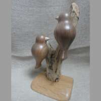 Walnut Wood Double Bird Sculpture thumbnail