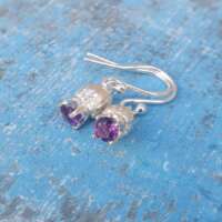 Amethyst Thistle Silver Earrings thumbnail
