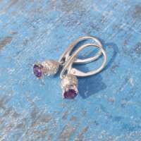 Amethyst Thistle Silver Earrings thumbnail