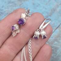 Amethyst Thistle Silver Earrings thumbnail