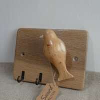 Oak Wood Key Hanger with Yew Wood Bird thumbnail