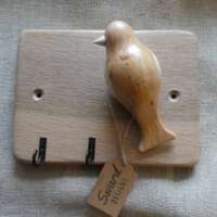 Oak Wood Key Hanger with Yew Wood Bird thumbnail