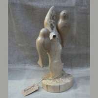 Elm Wood Double Bird Sculpture thumbnail