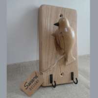 Oak Wood Key Hanger with Spalted Beech Bird thumbnail