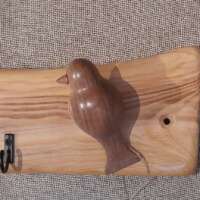 Cherry Wood Key Hanger with Walnut Bird thumbnail