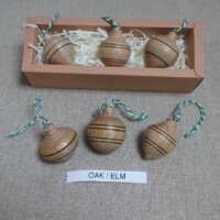 Set of 3 Oak and Elm Wood Baubles thumbnail