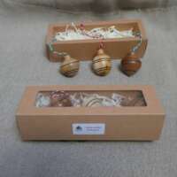 Set of 3 Mixed Wood Baubles thumbnail