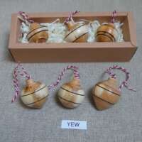 Set of 3 Yew Wood Baubles thumbnail