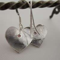 Handcrafted Silver Heart Earrings with Moonstone thumbnail