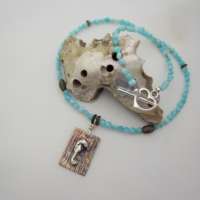 Handcrafted Silver Seahorse Necklace with Aquamarine thumbnail
