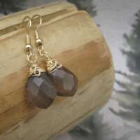 Gold Plated Smokey Quartz Earrings thumbnail
