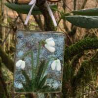 Fused Glass Snowdrops Hanging Decoration thumbnail