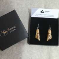 Spalted Beech Asymmetric Drop Earrings thumbnail