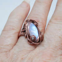 Antiqued Copper and Moonstone Ring thumbnail