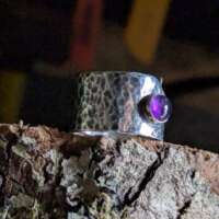 Antiqued Sterling Silver and Amethyst Wraparound Thumb Ring thumbnail