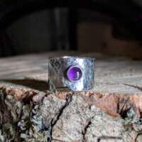 Antiqued Sterling Silver and Amethyst Wraparound Thumb Ring thumbnail