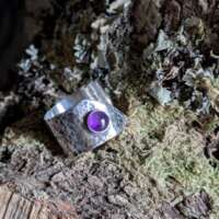 Antiqued Sterling Silver and Amethyst Wraparound Thumb Ring thumbnail