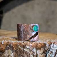 Copper and Green Agate Adjustable Thumb Ring thumbnail