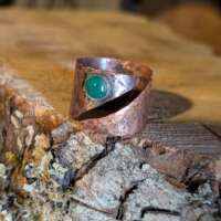 Copper and Green Agate Adjustable Thumb Ring thumbnail